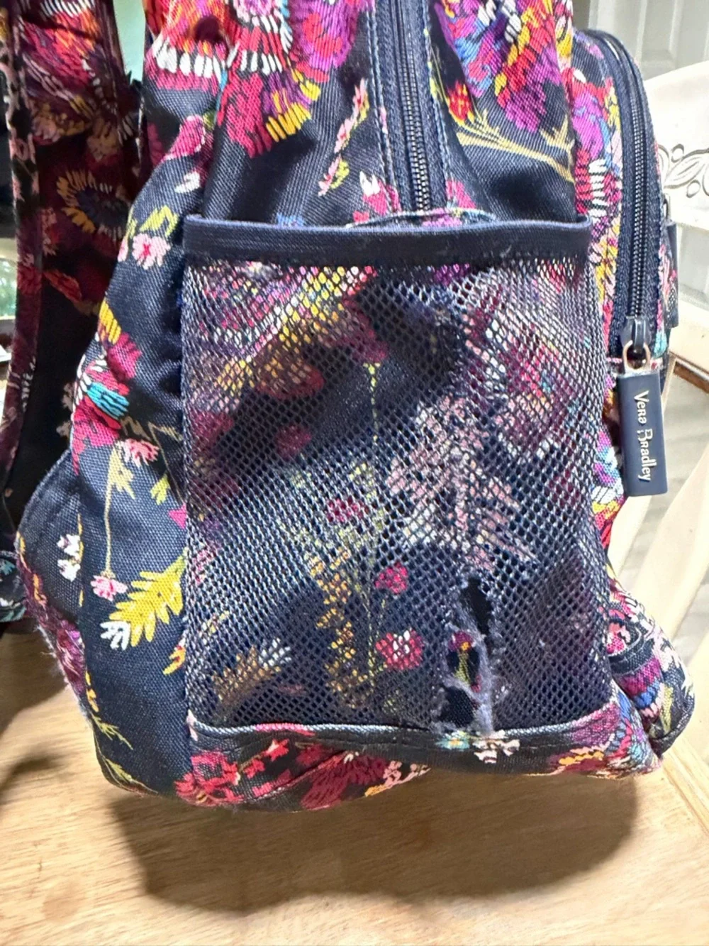 Vera Bradley Essential Backpack in the Midnight Wildflowers pattern